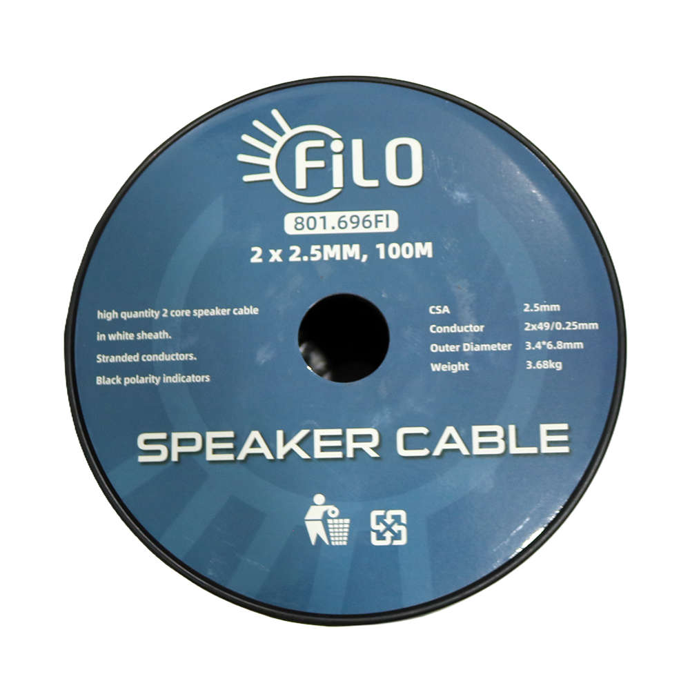 FILO TF2.5W SPEAKER CABLE 2.5MM WHITE 100M