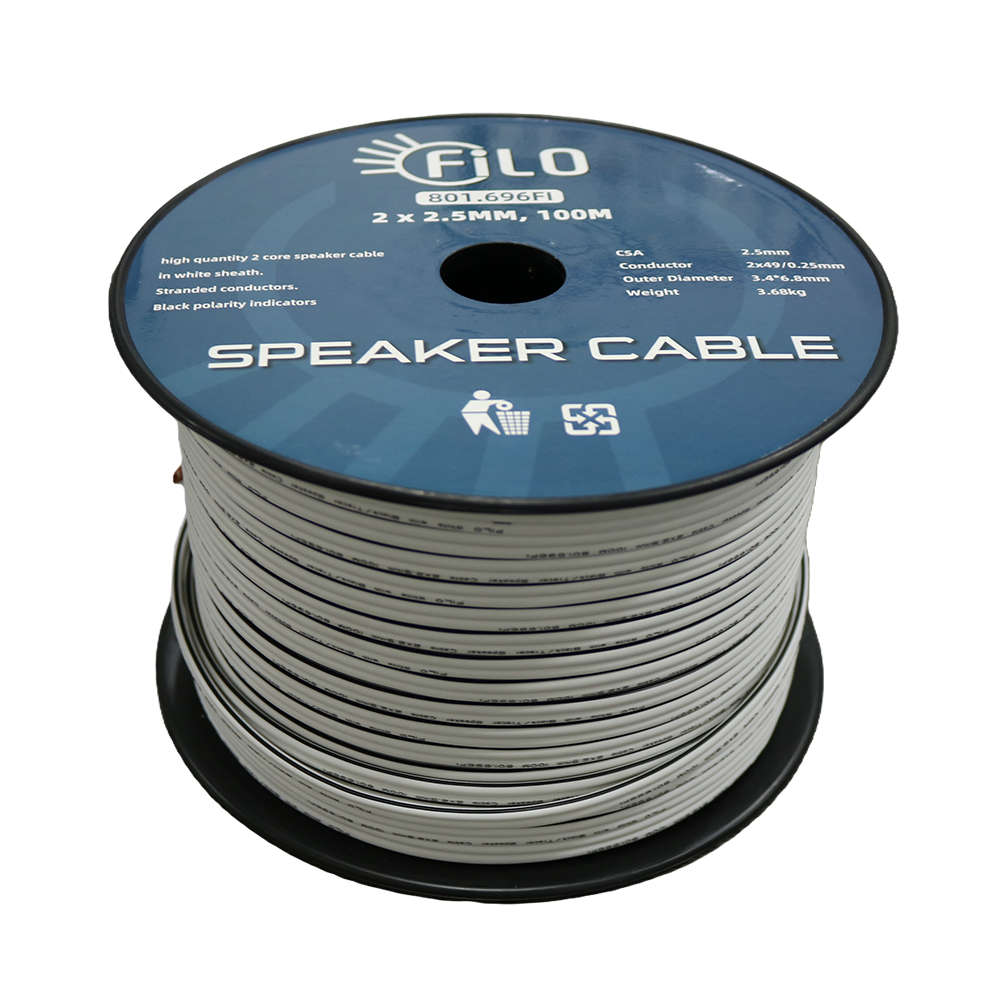 FILO TF2.5W SPEAKER CABLE 2.5MM WHITE 100M