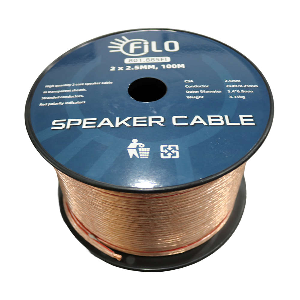 FILO TF2.5C SPEAKER CABLE 2.5MM CLEAR 100M