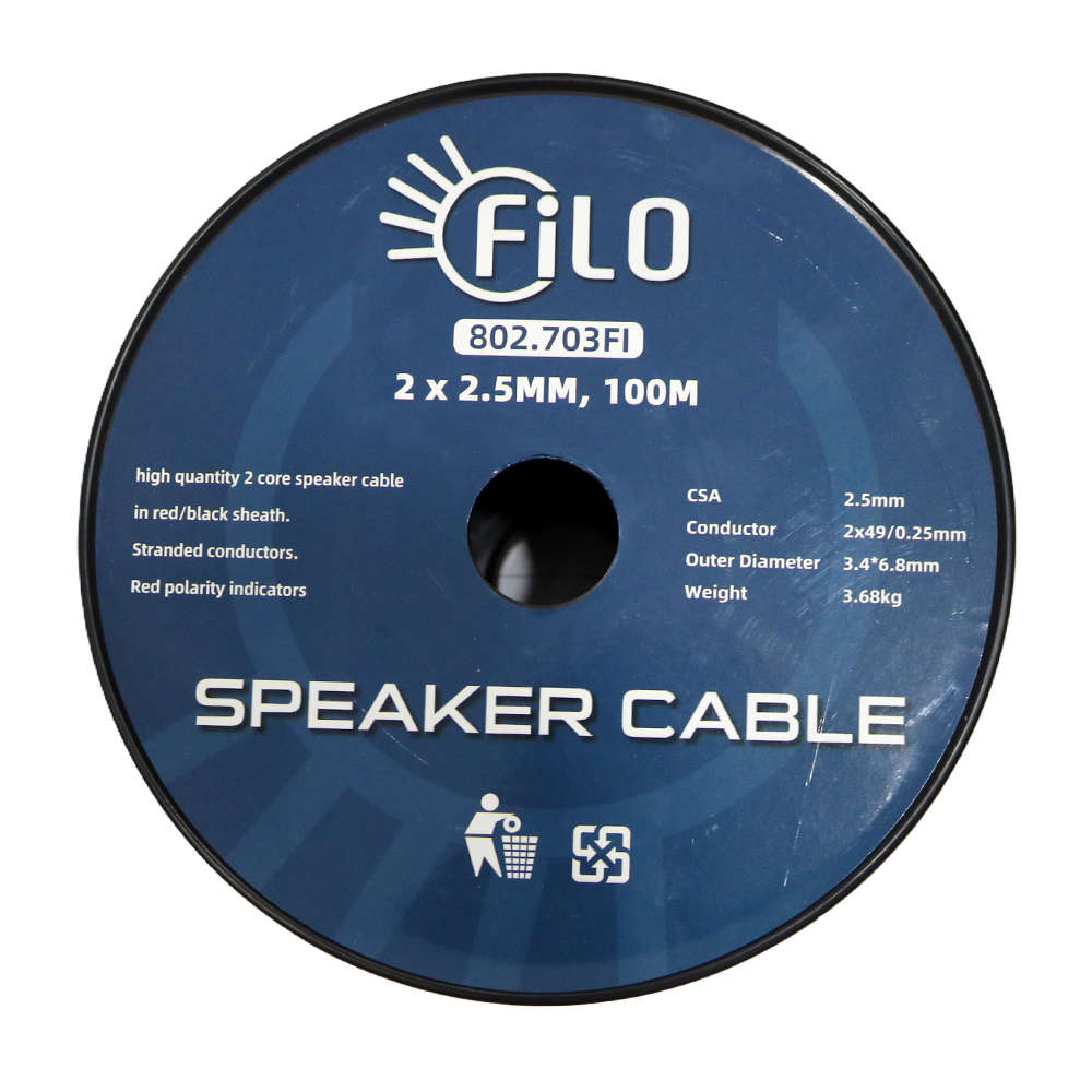 FILO TF2.5RB SPEAKER CABLE 2.5MM RED/BLACK 100M