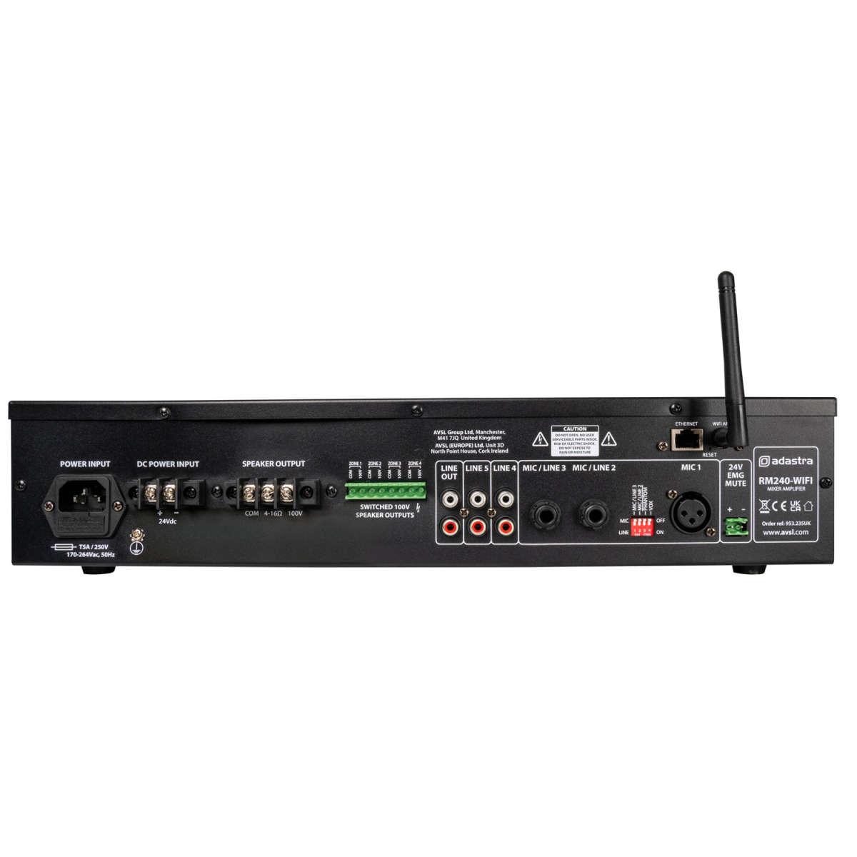 ADASTRA RM240D-WIFI 100V MIXER AMPLIFIER 240W USB/BT/FM/DAB+/WIFI