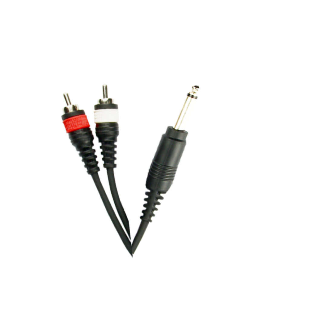 Tecnix 1/4" Mono Jack Male to Dual RCA Male cable -1.5m Meter