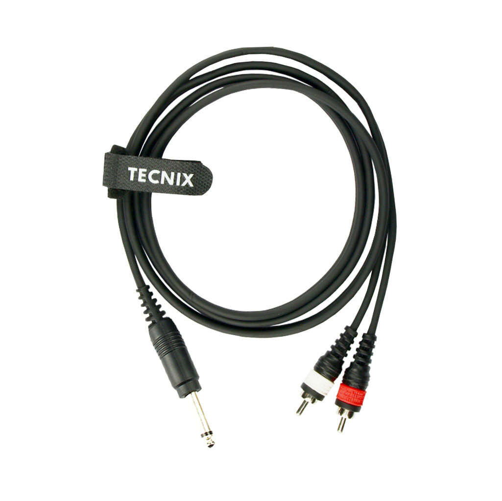 Tecnix 1/4" Mono Jack Male to Dual RCA Male cable -1.5m Meter
