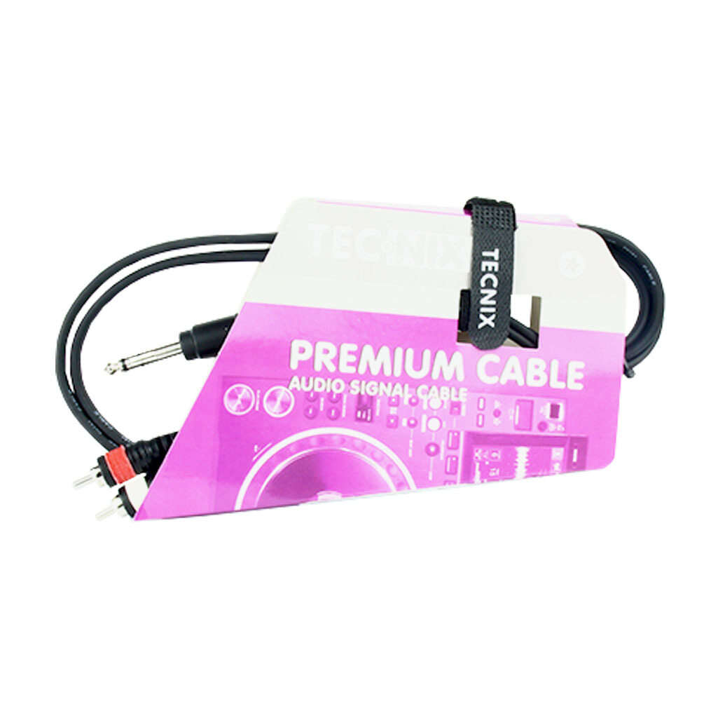 Tecnix 1/4" Mono Jack Male to Dual RCA Male cable -1.5m Meter