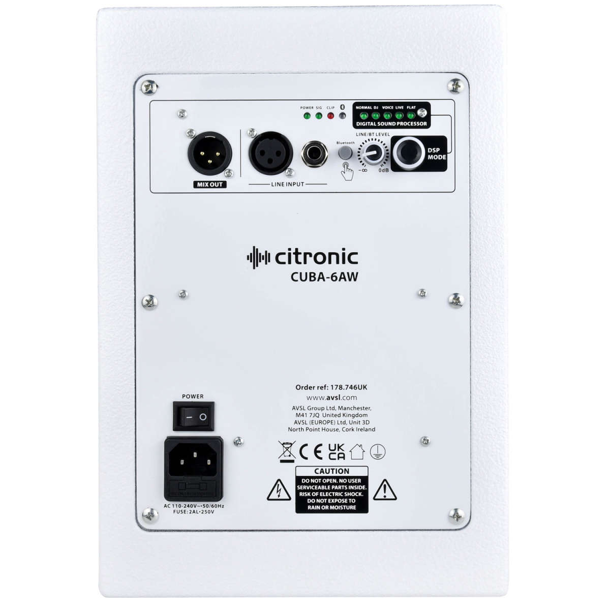 CITRONIC CUBA-6AW ACTIVE WALL MOUNT SPEAKER 6INCH WHITE 100W 8OHM