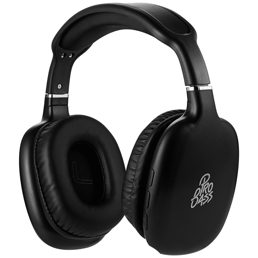 Pro Bass Retro Bluetooth Wireless Headphone with PU Case - Black