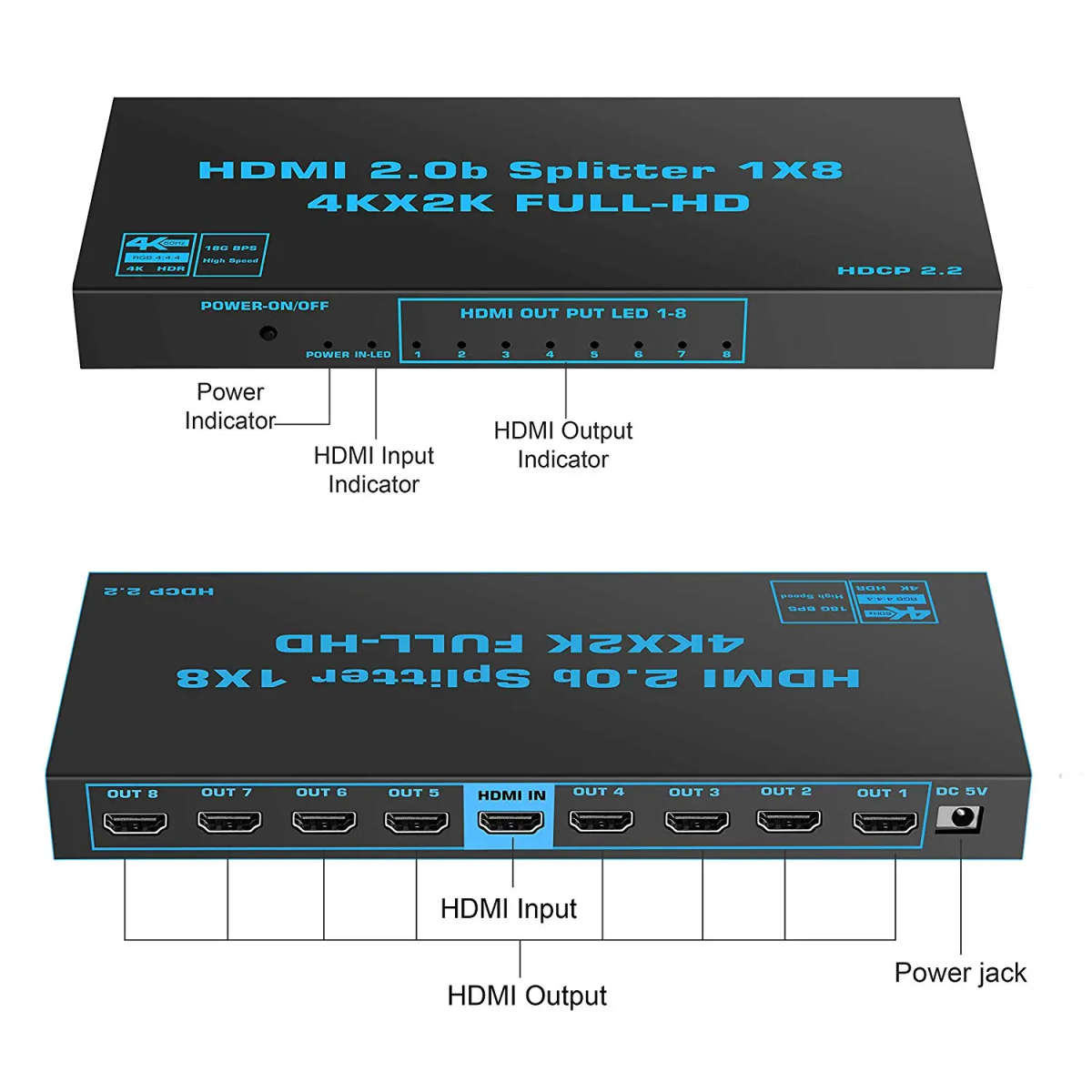 TVA HDMI SPLITTER 1IN 8 OUT 4K