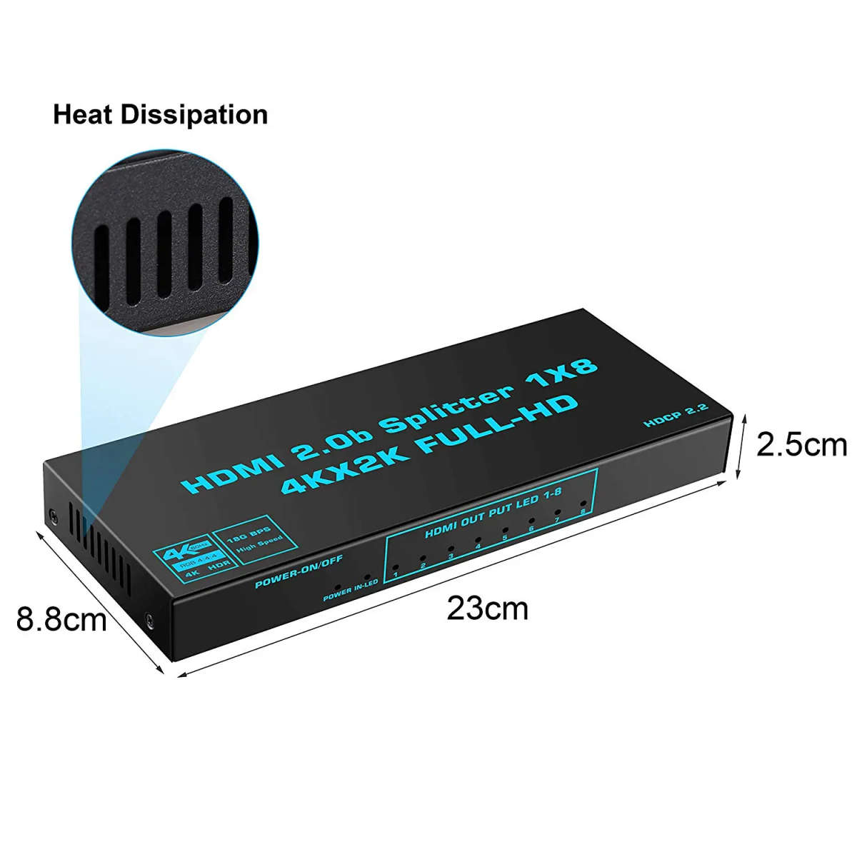 TVA HDMI SPLITTER 1IN 8 OUT 4K