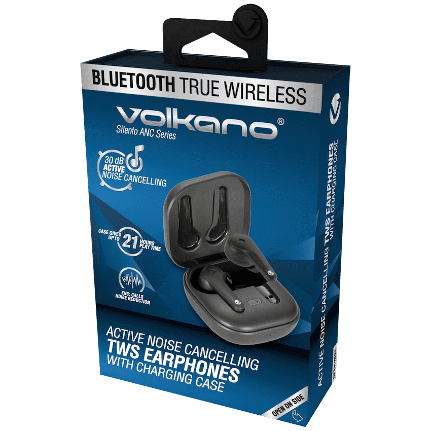Volkano Silento ANC Series True Wireless + Charging Case - Black