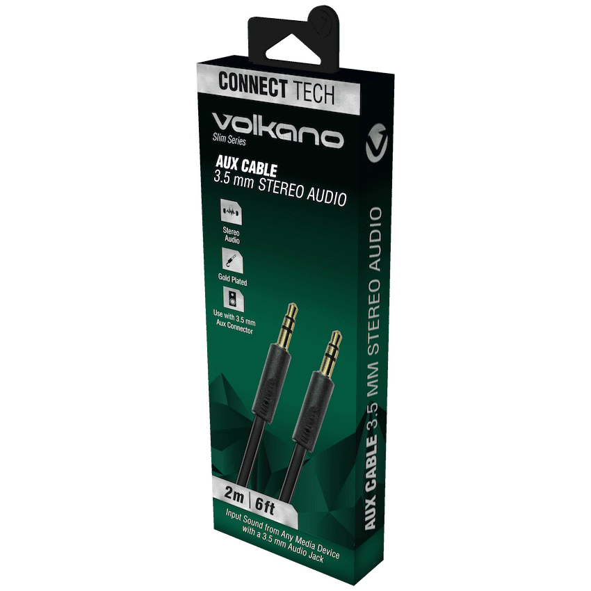 Volkano Slim Series Aux Cable 2m - Black