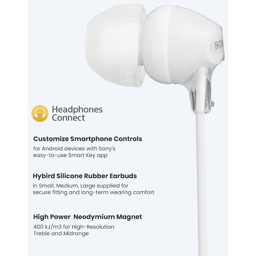 Sony MDR-EX15AP (White) InEar Earphone with Mic for iPhone - Android - Blackberry