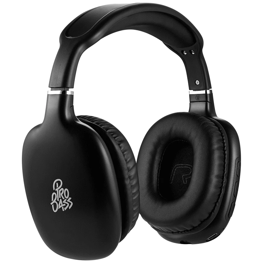 Pro Bass Retro Bluetooth Wireless Headphone with PU Case - Black