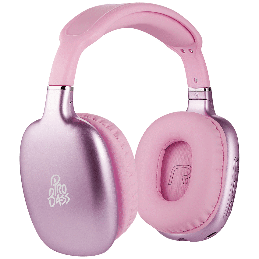 Pro Bass Retro Bluetooth Wireless Headphone with PU Case - Pink