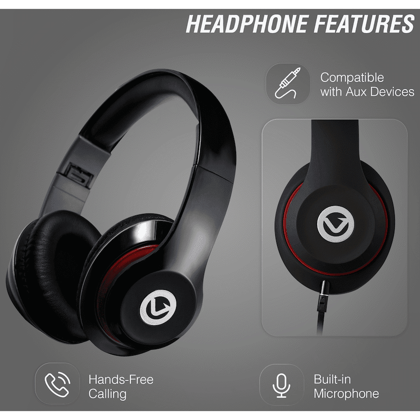 Volkano Falcon Headphones with Microphone - Black