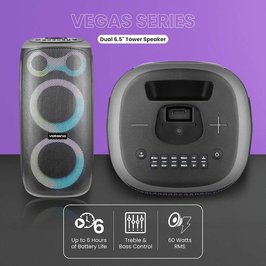 Volkano Vegas Series Dual 6.5" Tower Speaker