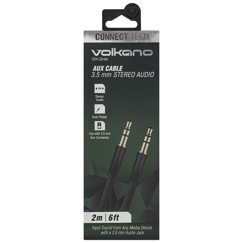 Volkano Slim Series Aux Cable 2m - Black