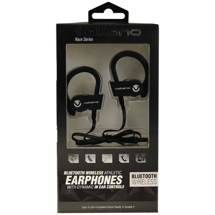Volkano Race Series Bluetooth Sport Earhook Earphones - Black