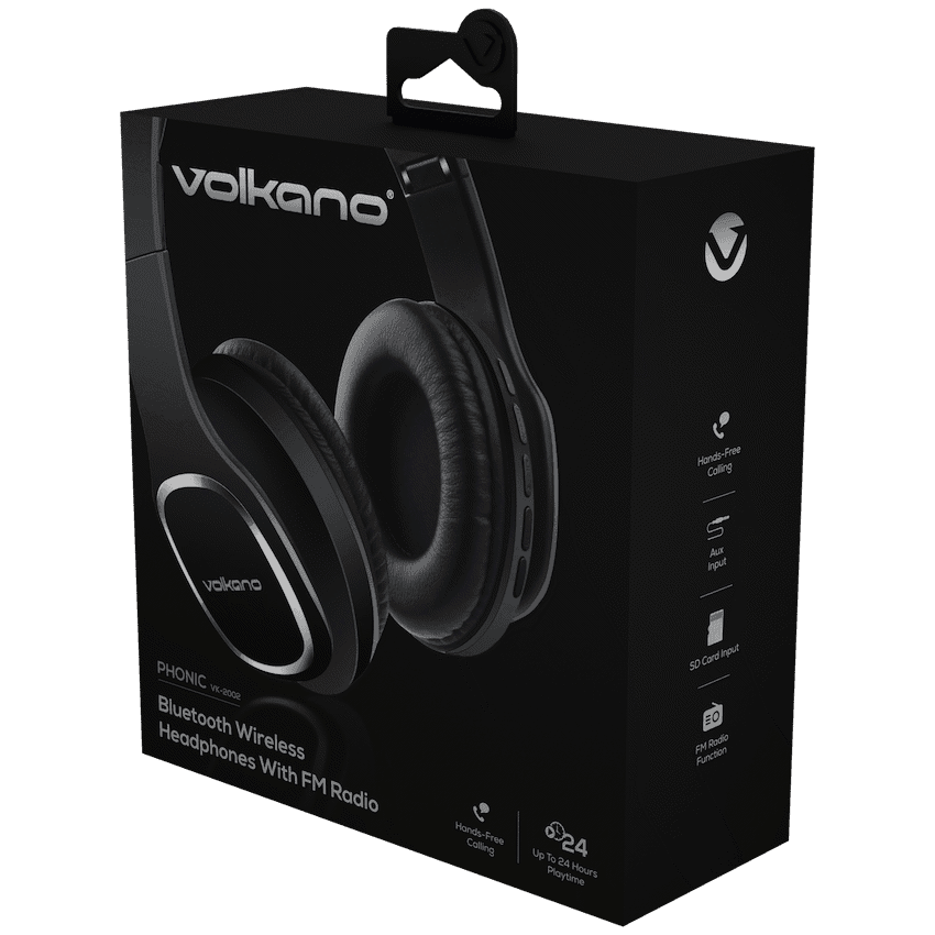 Volkano Phonic Series Bluetooth Full Size Headphones - Black