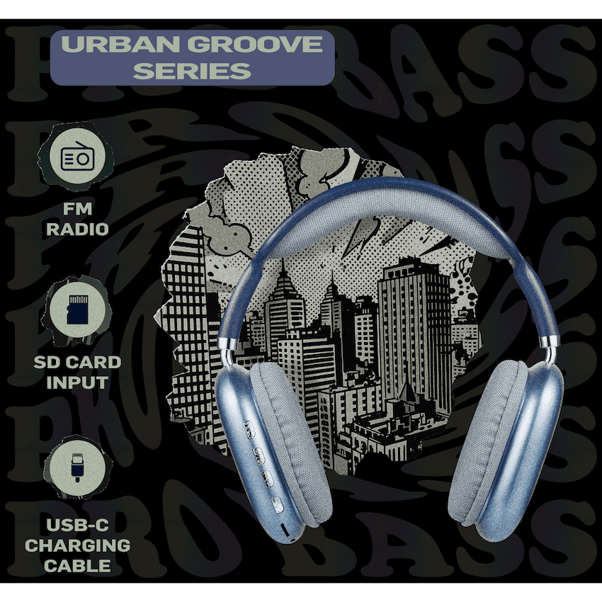 Pro Bass Urban Groove Series Bluetooth Headphones - Blue