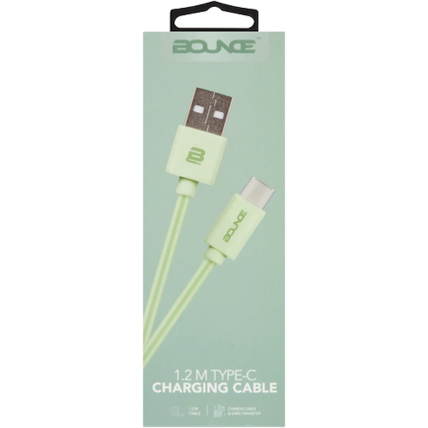 Bounce Cord series 10W 2m USB toType C cable - Green