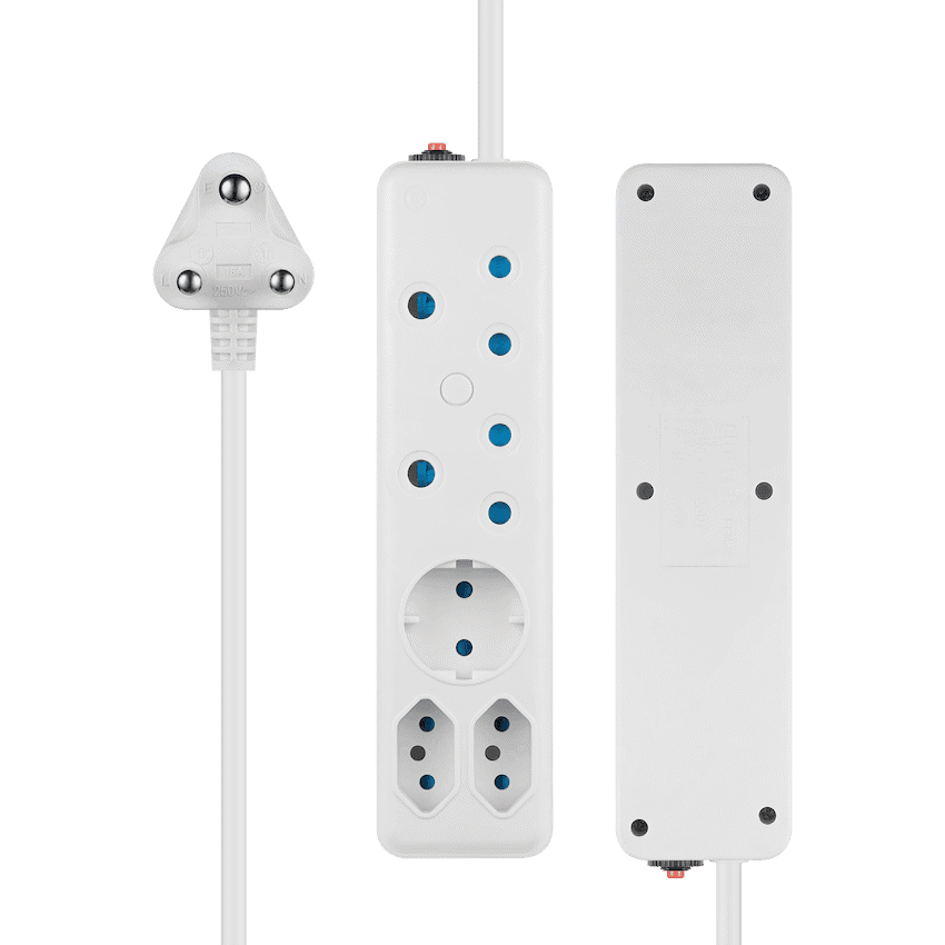 SWITCHED 5 Way Multiplug - White