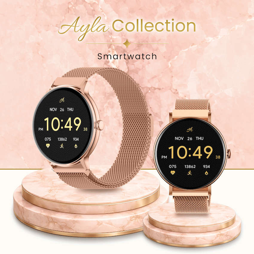 Volkano Ayla Collection Smartwatch with Extra Silicone Strap - Gold