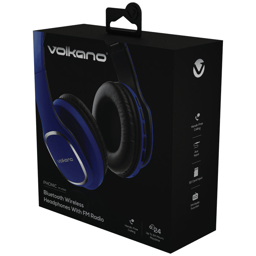 Volkano Phonic Series Bluetooth Full Size Headphones - Blue