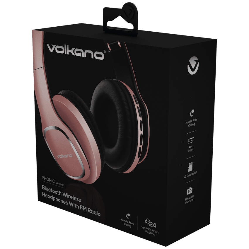 Volkano Phonic Series Bluetooth Full-Size Headphones - Rose Gold