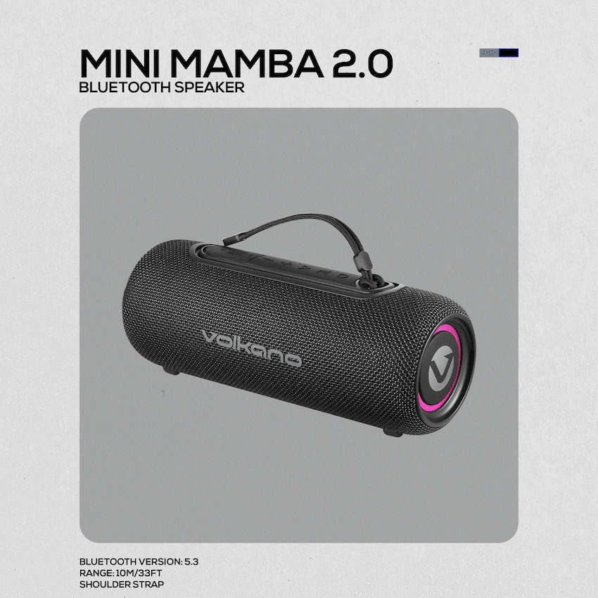Volkano Mini Mamba 2.0 Series Bluetooth Speaker - Black