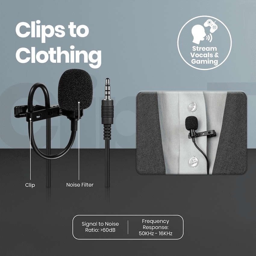 Volkano Clip series 3.5mm Tieclip Microphone