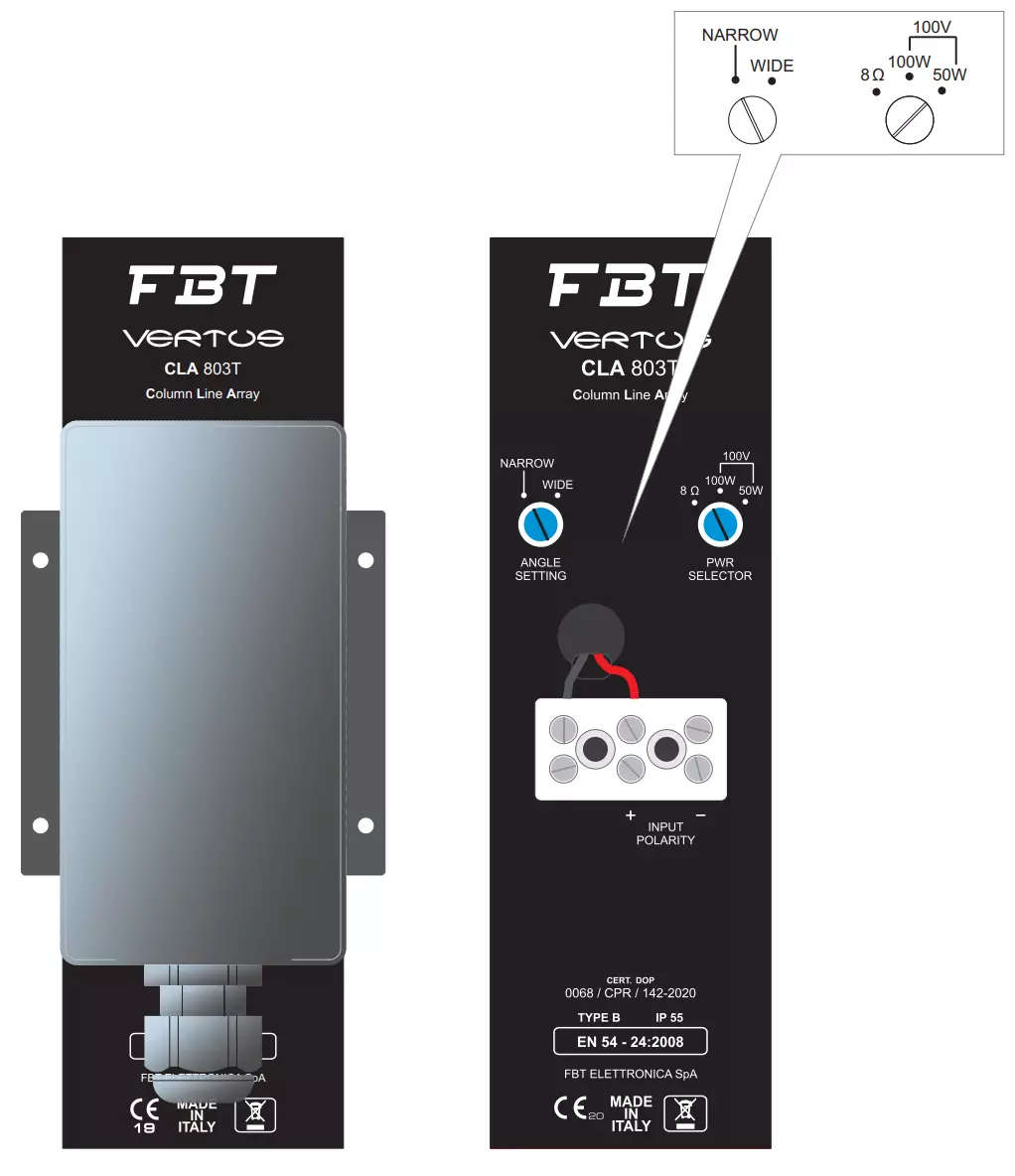 FBT VERTUSCLA803TB COLUMN SPEAKER SYSTEM 8X 3INCH BLACK 220W 100V