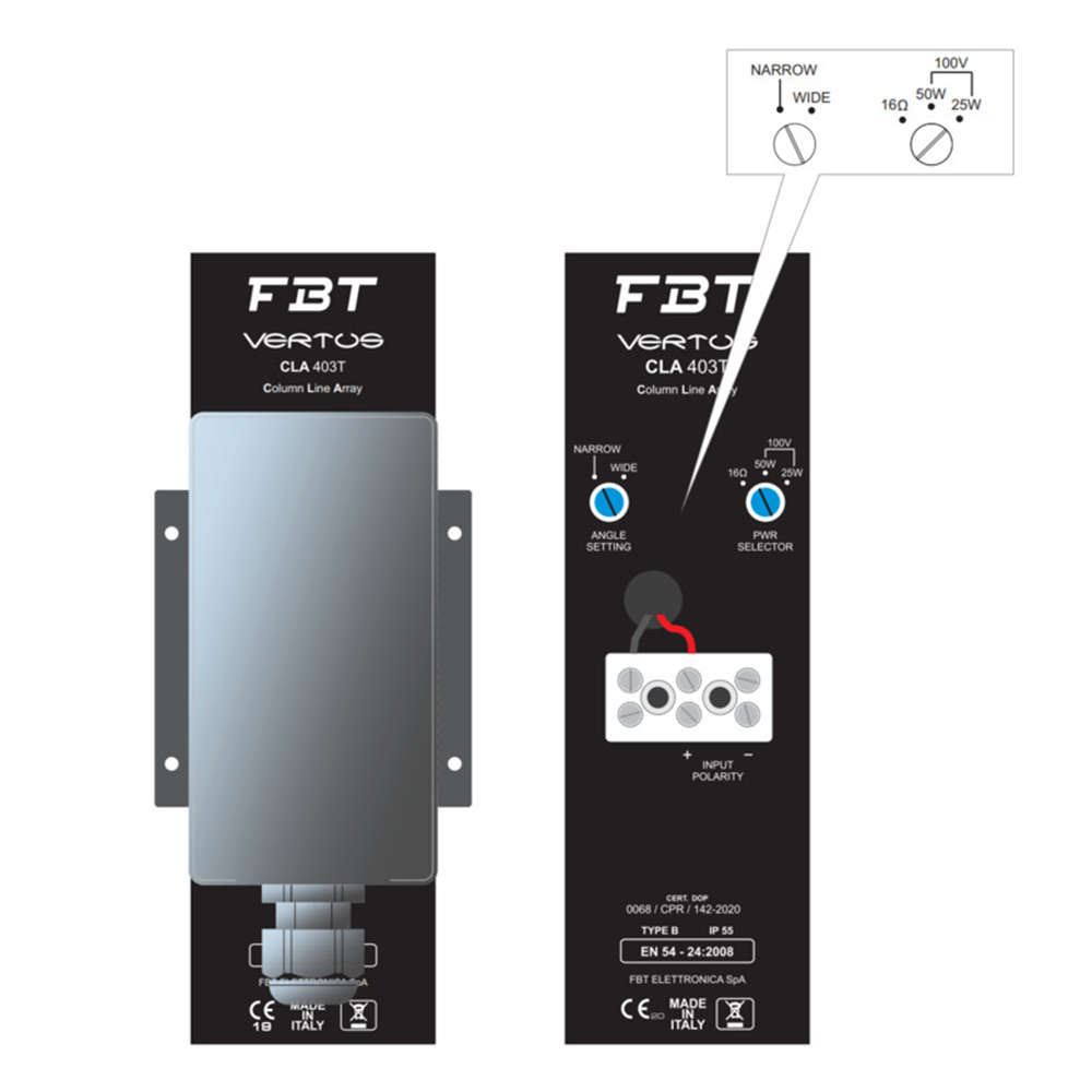 FBT VERTUSCLA403TB COLUMN SPEAKER SYSTEM 4X 3INCH BLACK 120W 100V