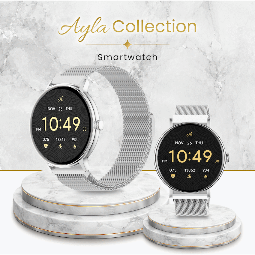 Volkano Ayla Collection Smartwatch with Extra Silicone Strap - Silver