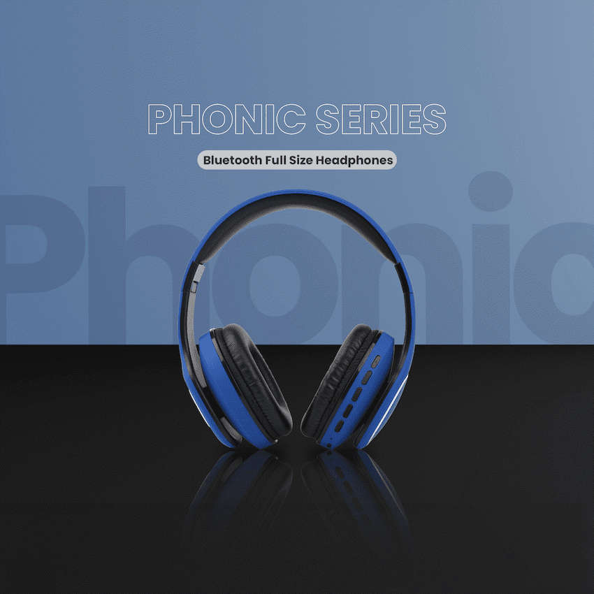Volkano Phonic Series Bluetooth Full Size Headphones - Blue