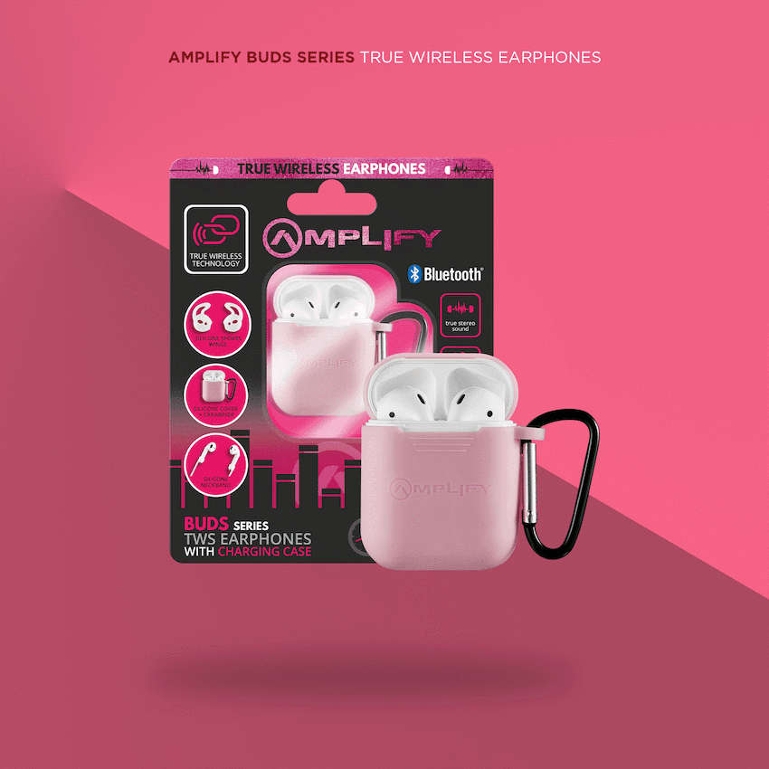 Amplify Buds Series True Wireless Earphones with Silicone Accessories - Pink