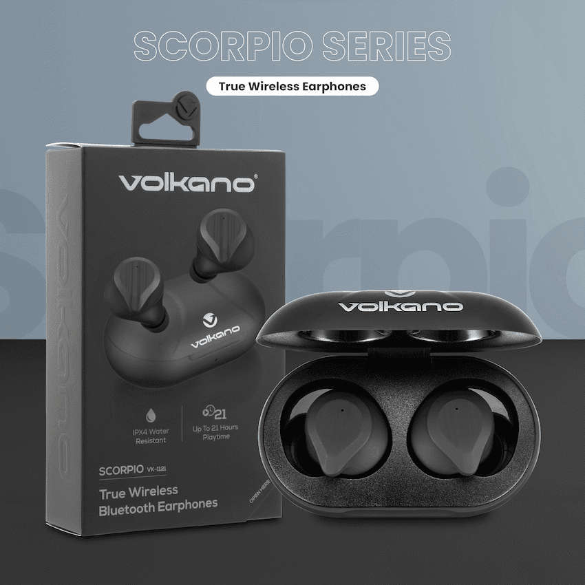 Volkano Scorpio Series True Wireless Earphones - Black