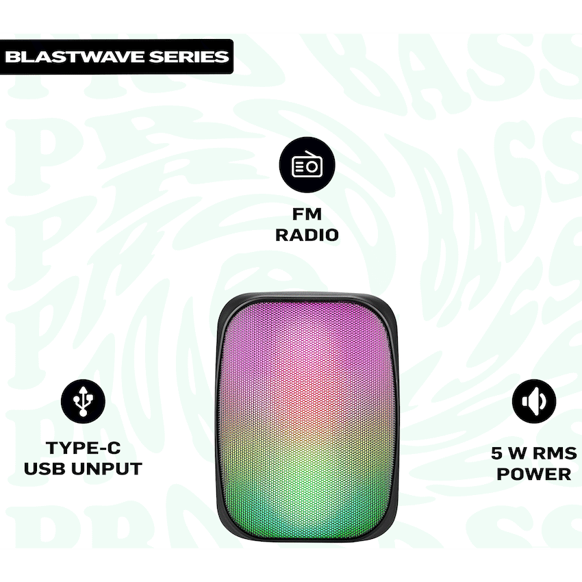 Pro Bass BlastWave Series BT Mini Speaker - Black