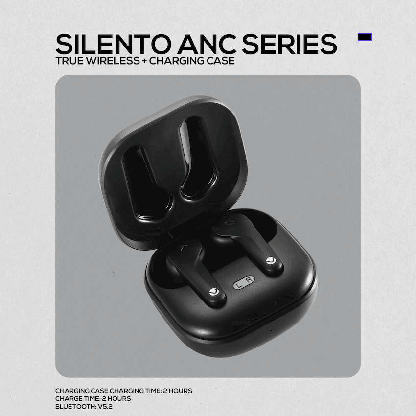 Volkano Silento ANC Series True Wireless + Charging Case - Black