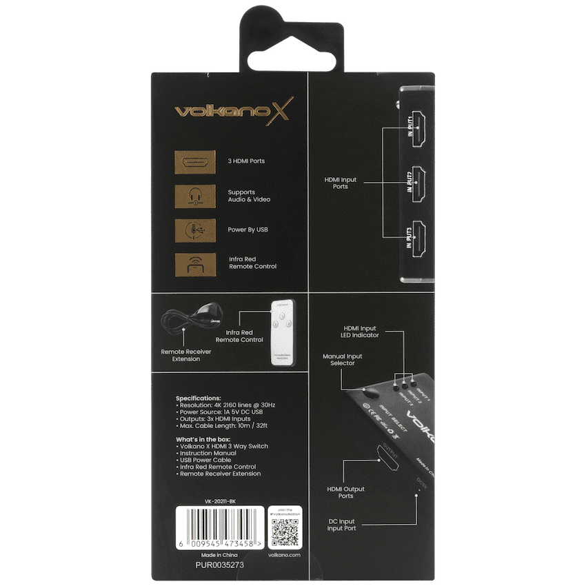 VolkanoX Define Series HDMI Switch 3-Way