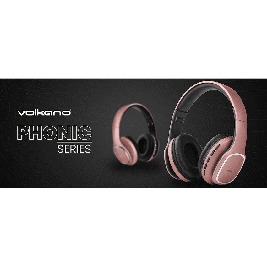 Volkano Phonic Series Bluetooth Full-Size Headphones - Rose Gold