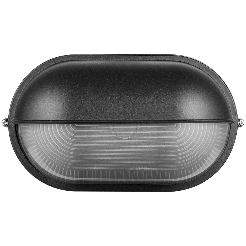 Ellies Arc Series - AC Oval LED Bulkhead - Aluminium + Glass - E27 Base -BK