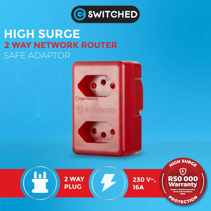 Switched 2-way High Surge Protection Network Router Safe Adaptor 230v-16A