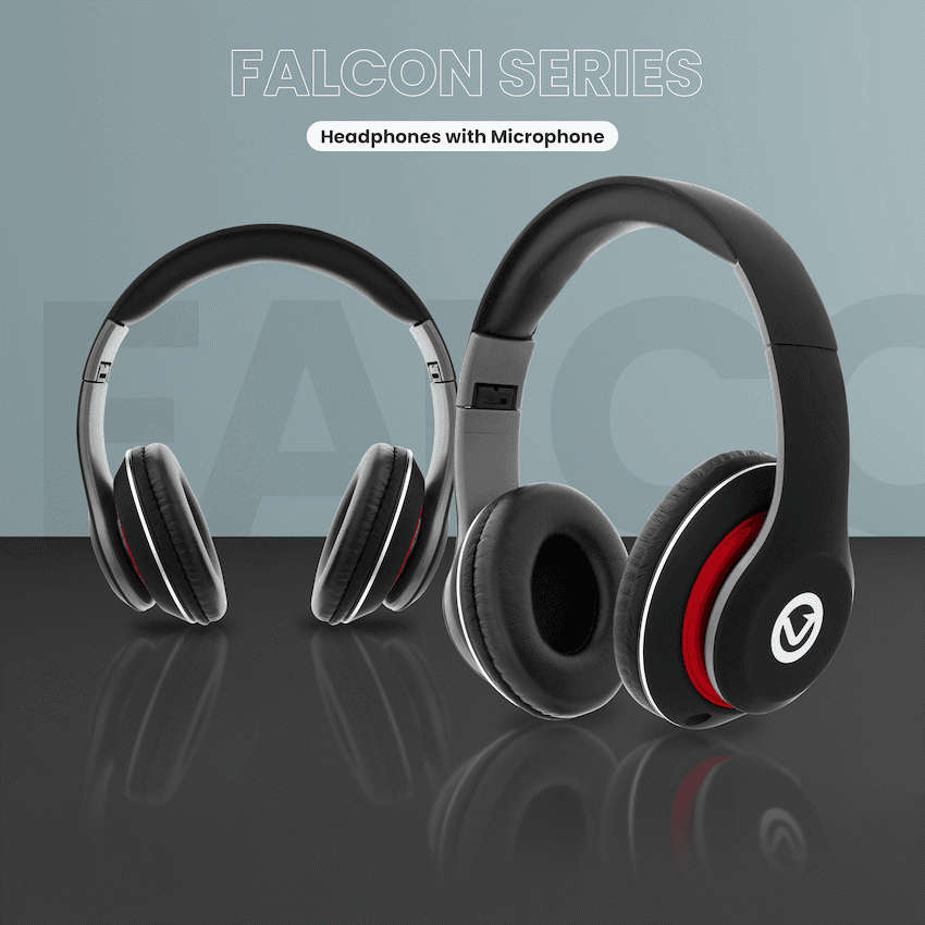 Volkano Falcon Headphones with Microphone - Black