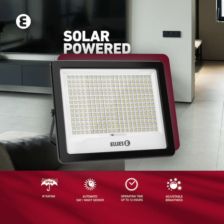 Ellies Nebula Series 300W Solar Flood Light  with 3CCT -BK