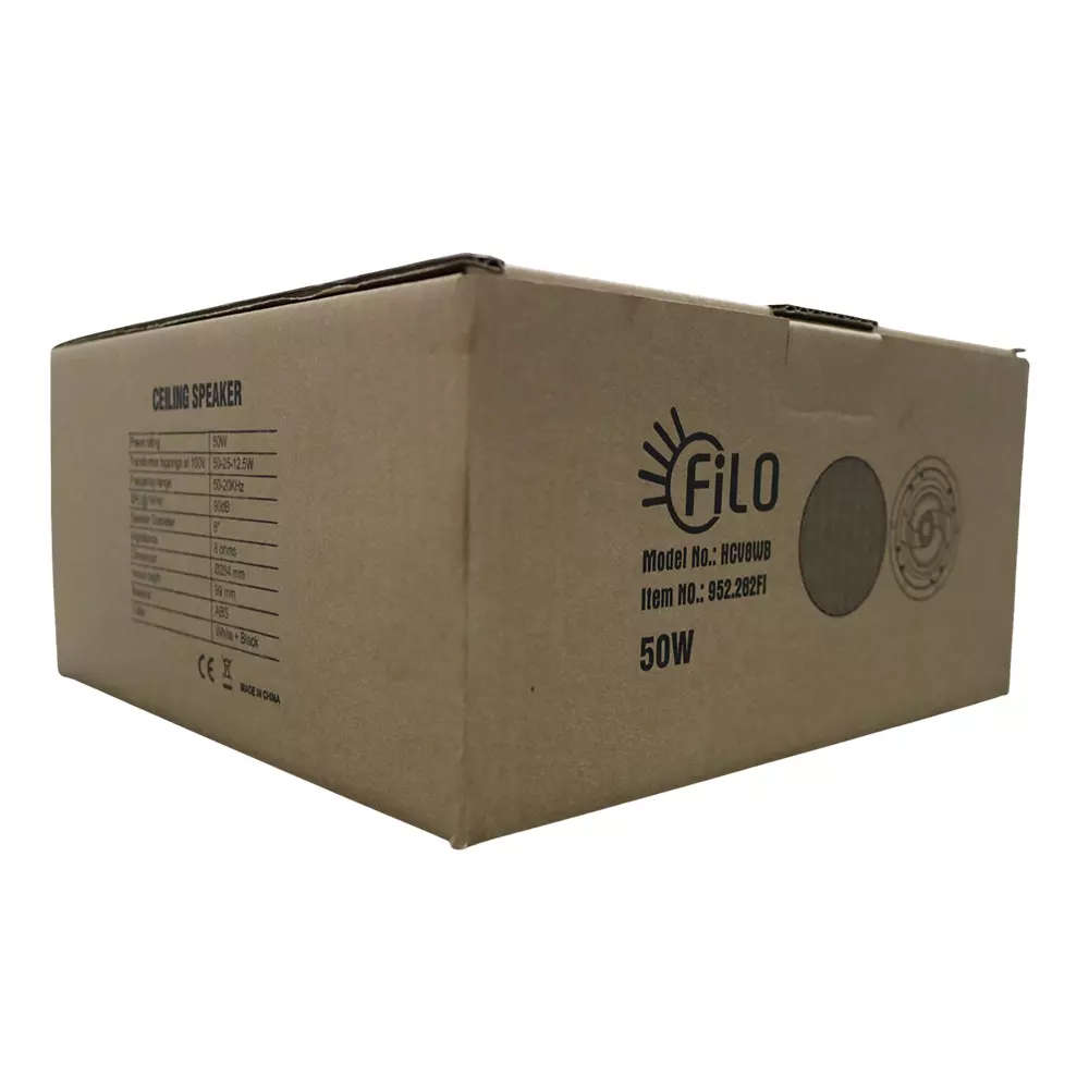 FILO HCV8WB HQ FRAMELESS CEILING SPEAKER 8INCH WHITE/BLACK 50W 100V