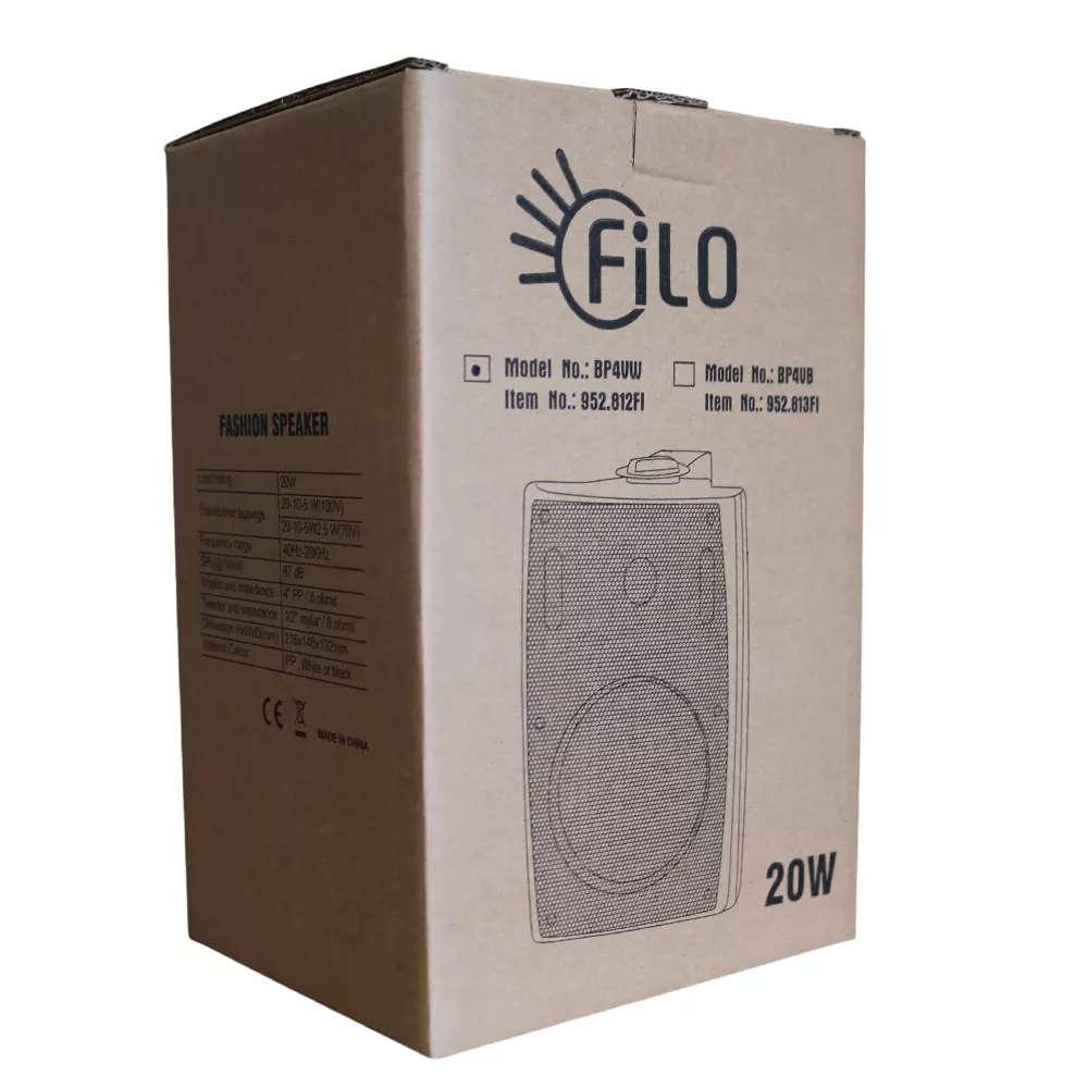 FILO BP4VW PASSIVE WALL MOUNT SPEAKER 4INCH WHITE 20W 100V
