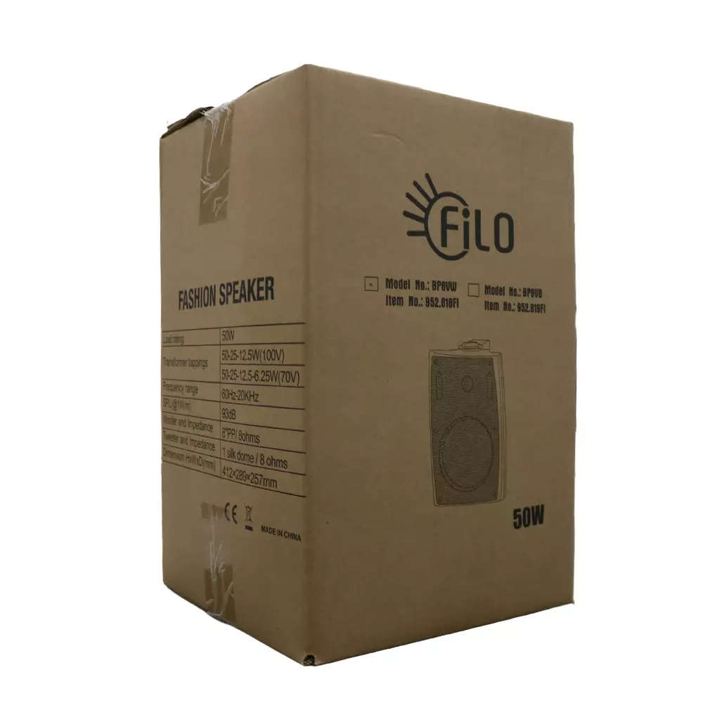FILO BP8VW PASSIVE WALL MOUNT SPEAKER 8INCH WHITE 50W 100V