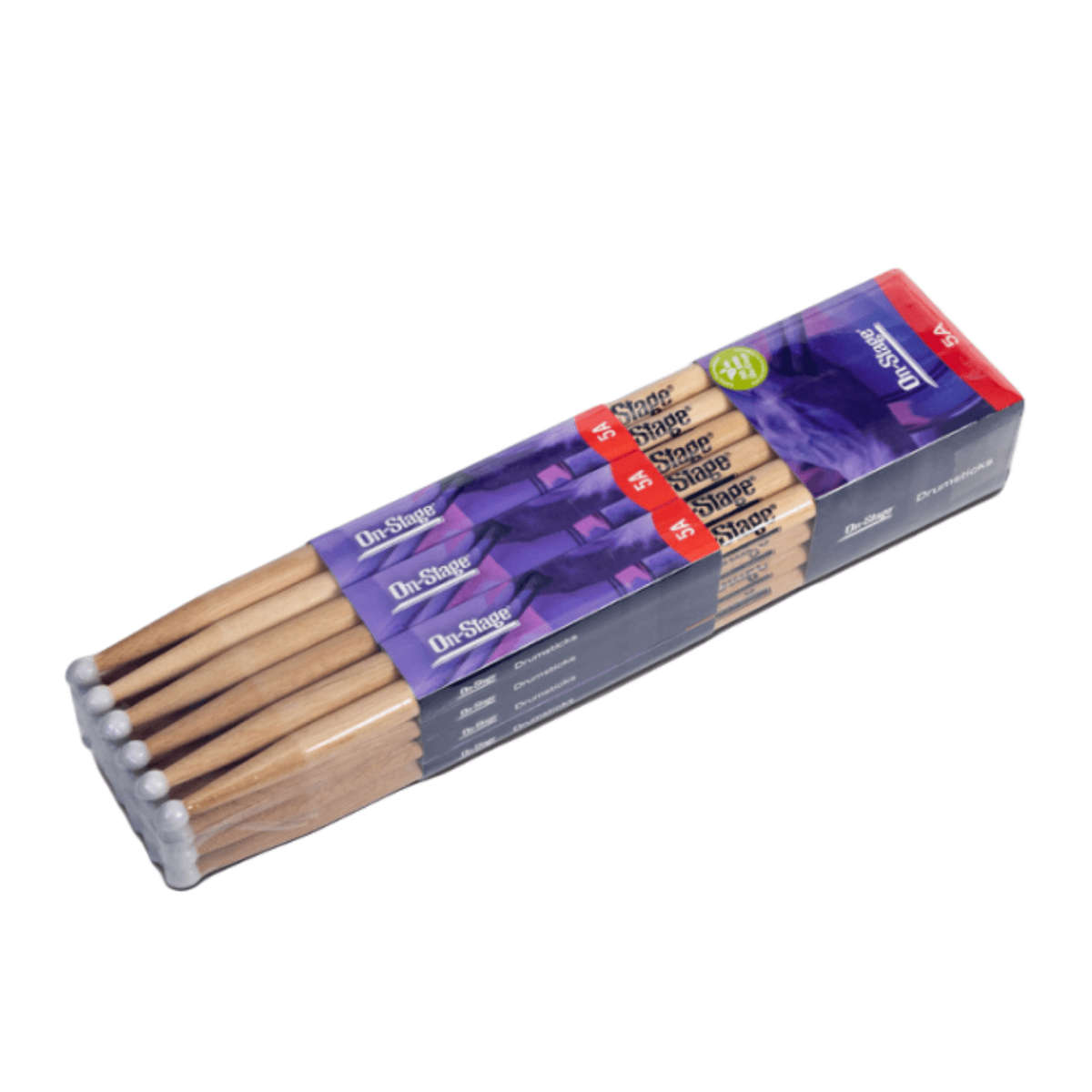 On-Stage HN5A Hickory Drum Sticks (5A, Nylon Tip)