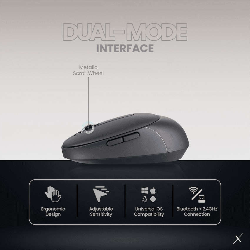 VolkanoX Crater Bluetooth Wireless Mouse - Graphite