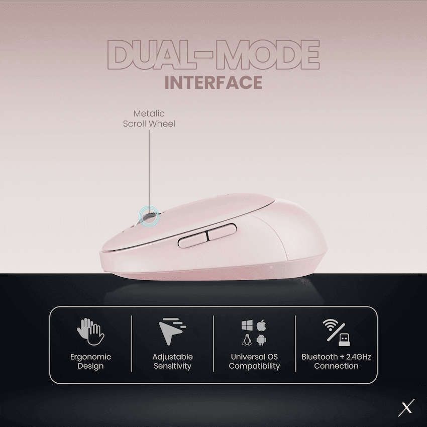 VolkanoX Crater Bluetooth Wireless Mouse - Rose